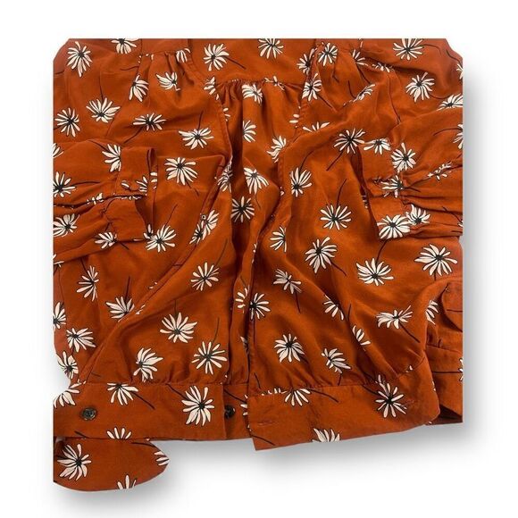 Madewell Wrap Silk Blouse In Fresh Daisies Top Size Extra Small - Picture 4 of 9